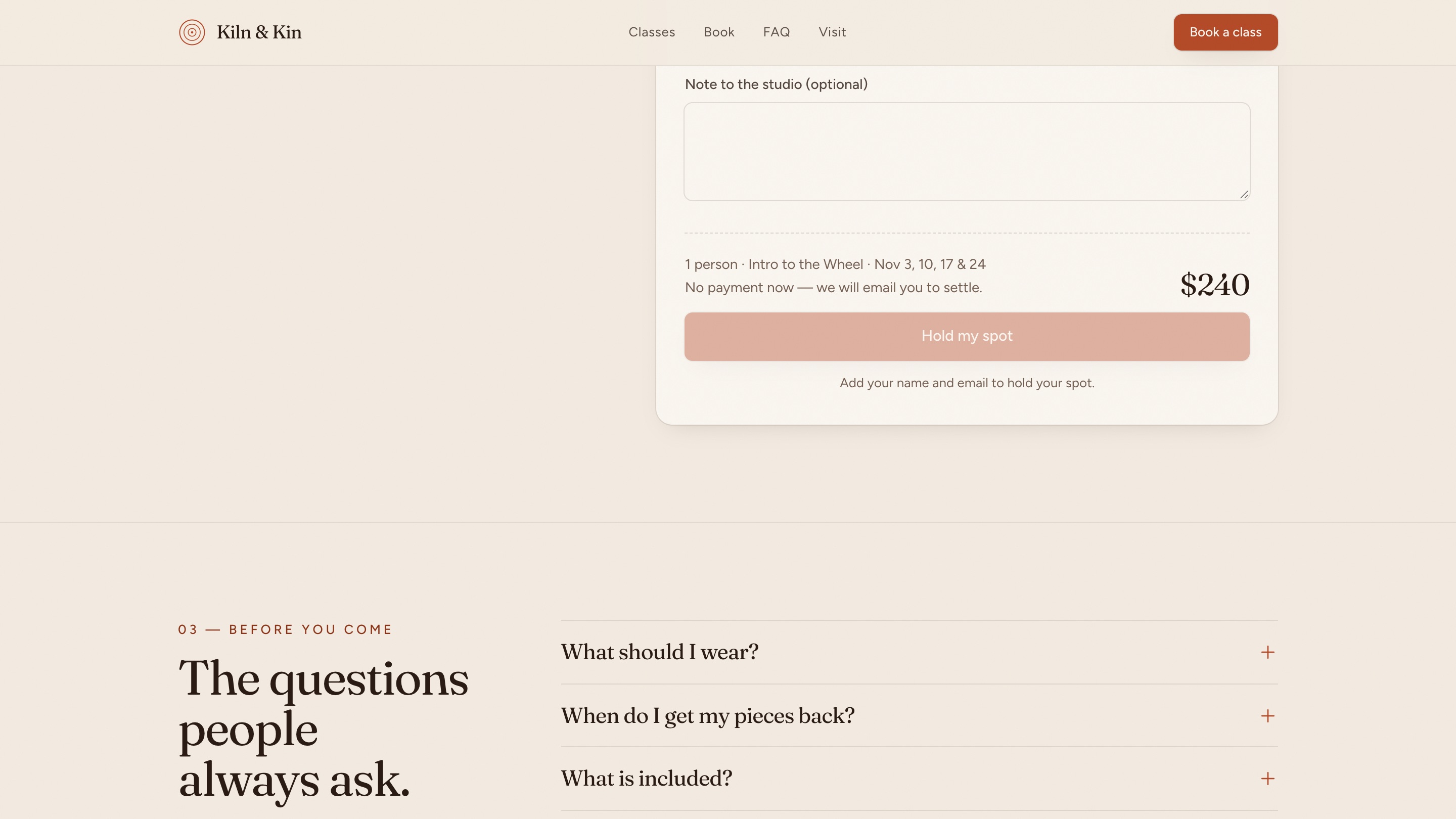 Fixed desktop 5. A line under the faded button says to add a name and email to hold the spot.